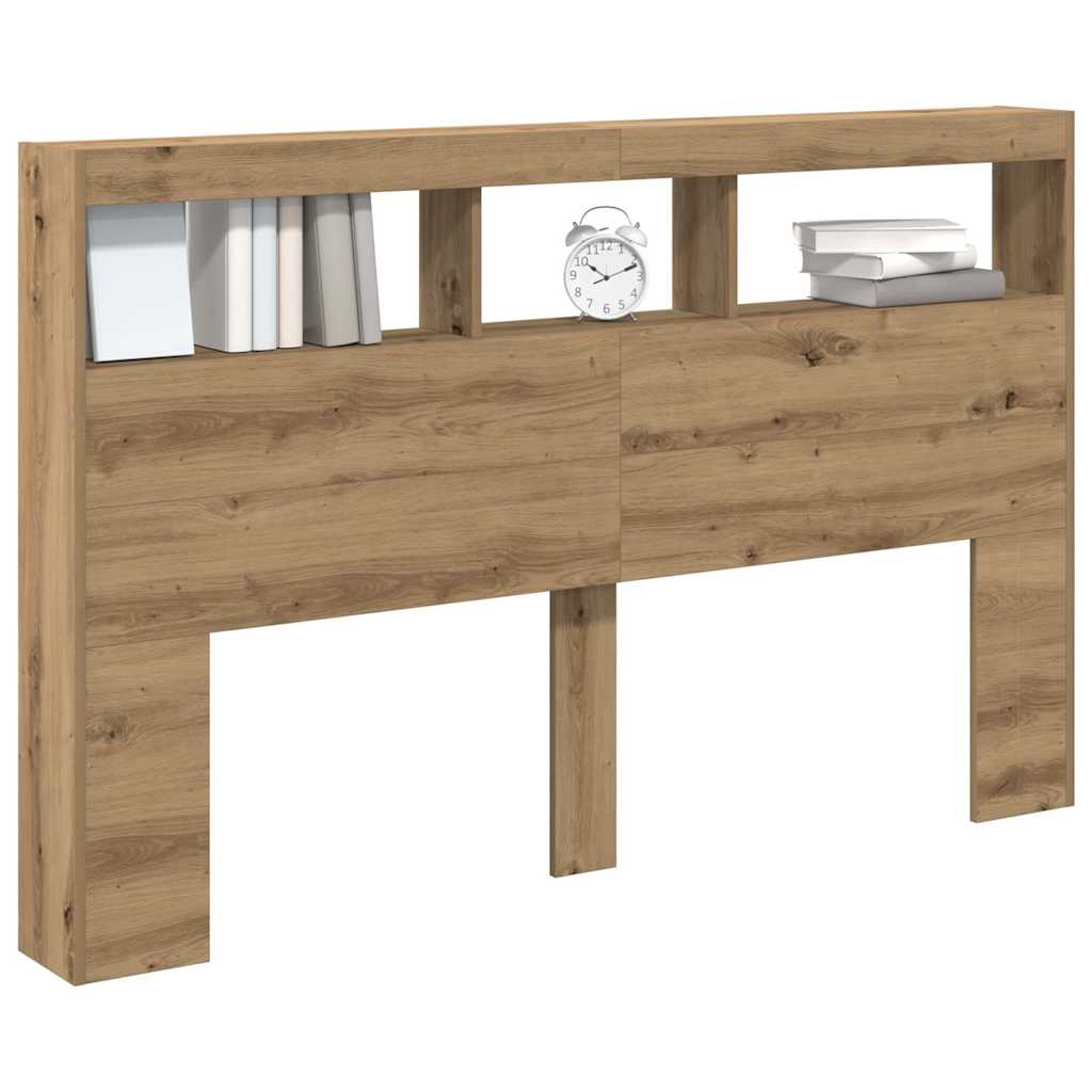 LED Headboard with Shelves Artisan Oak 160 x 17 x 102 cm