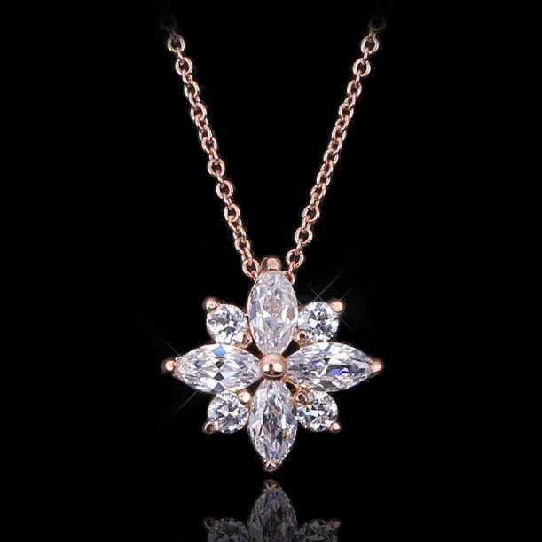 

Top Quality Crystal Snowflake Necklace Rose Gold Color Fashion Jewellery Nickel Free Pendant Crystal ZYN400 ZYN401