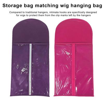 Wig Hanging Bag Transparent Zipper Closure with Hanging Hook Dustproof Portable Wig Hanger Hair Extension Holder