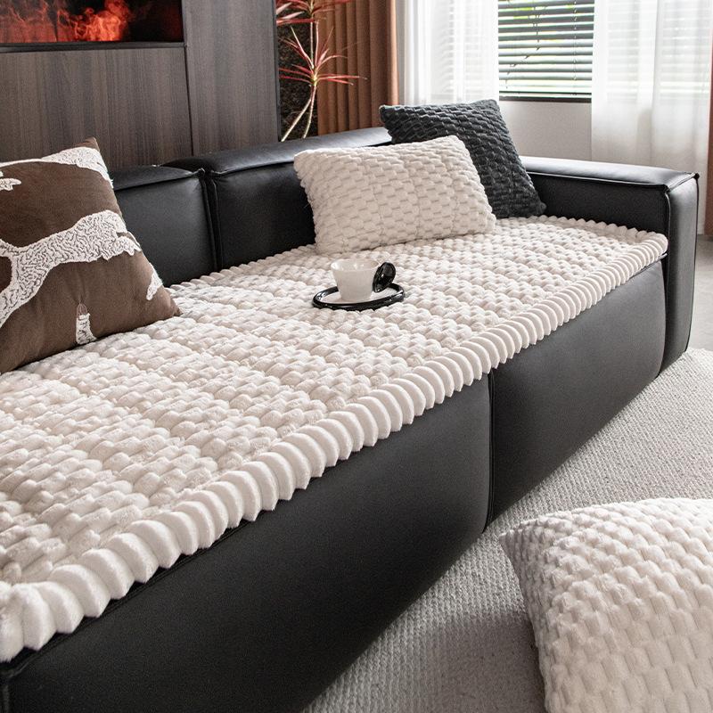 Winter Flannel Sofa Cushion Thickened Non-Slip Seat Pad Minimalist Modern Style Sofa Cover & Throw Living Room Sofa Types