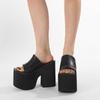 Super High Heel Waterproof Table Thick-soled Muffin Sandals Women's Summer Large Size Rivets Thick Heel Cool Slippers Fish Mouth Dew Heel