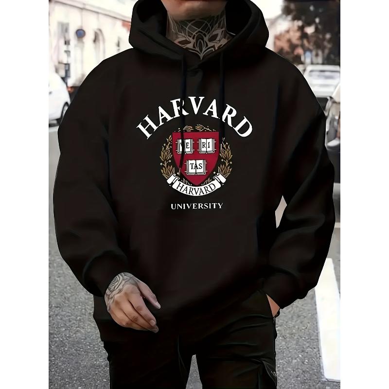 Loose Fit Men s Hooded Sweatshirt, Polyester Fabric, Warm Long Sleeve Pullover Hoodie for Daily Wear S