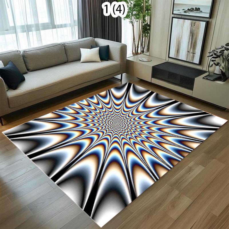 Rainbow Visual Spiral Area Rug Psychedelic Optical Illusion Pattern Durable Low-Pile Carpet for Living Room Bedroom Entryway