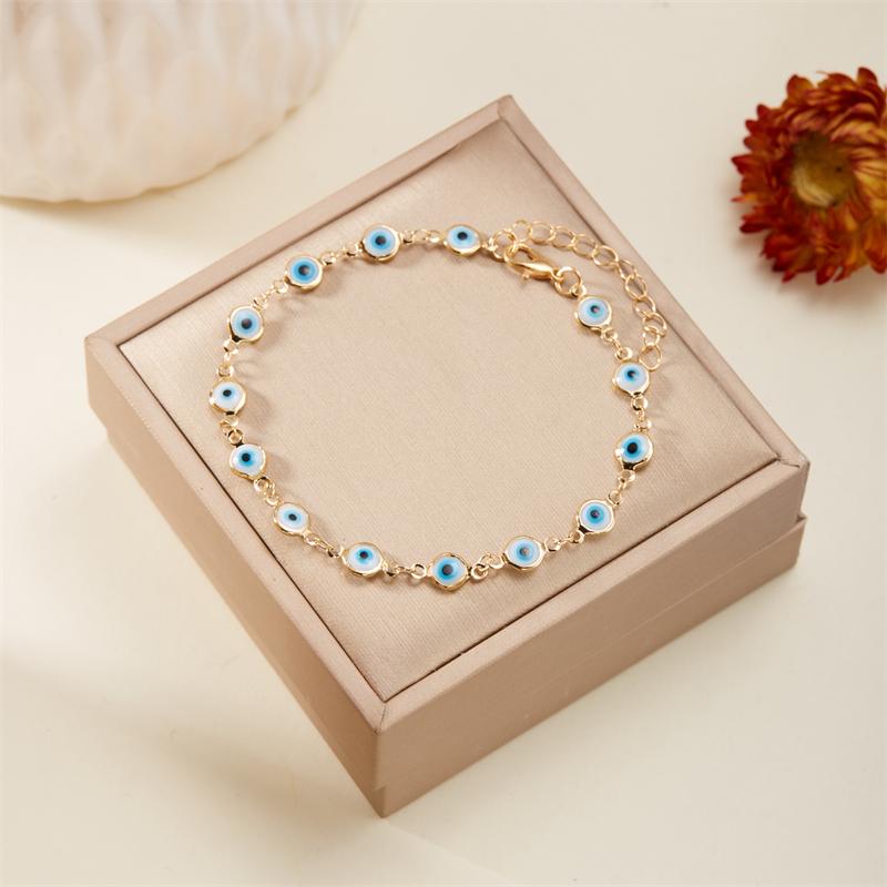 Cavigliere Boho Lucky Turkey Occhio Malvagio per Donna Catena Metallica Colorata Occhio Rosso Blu Braccialetto Caviglia Gioielli per Piede Gamba Estate Spiaggia