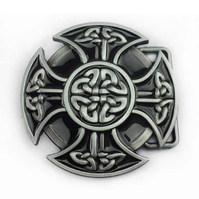 Celtic Cross Round Western Cowboy Belt Buckle