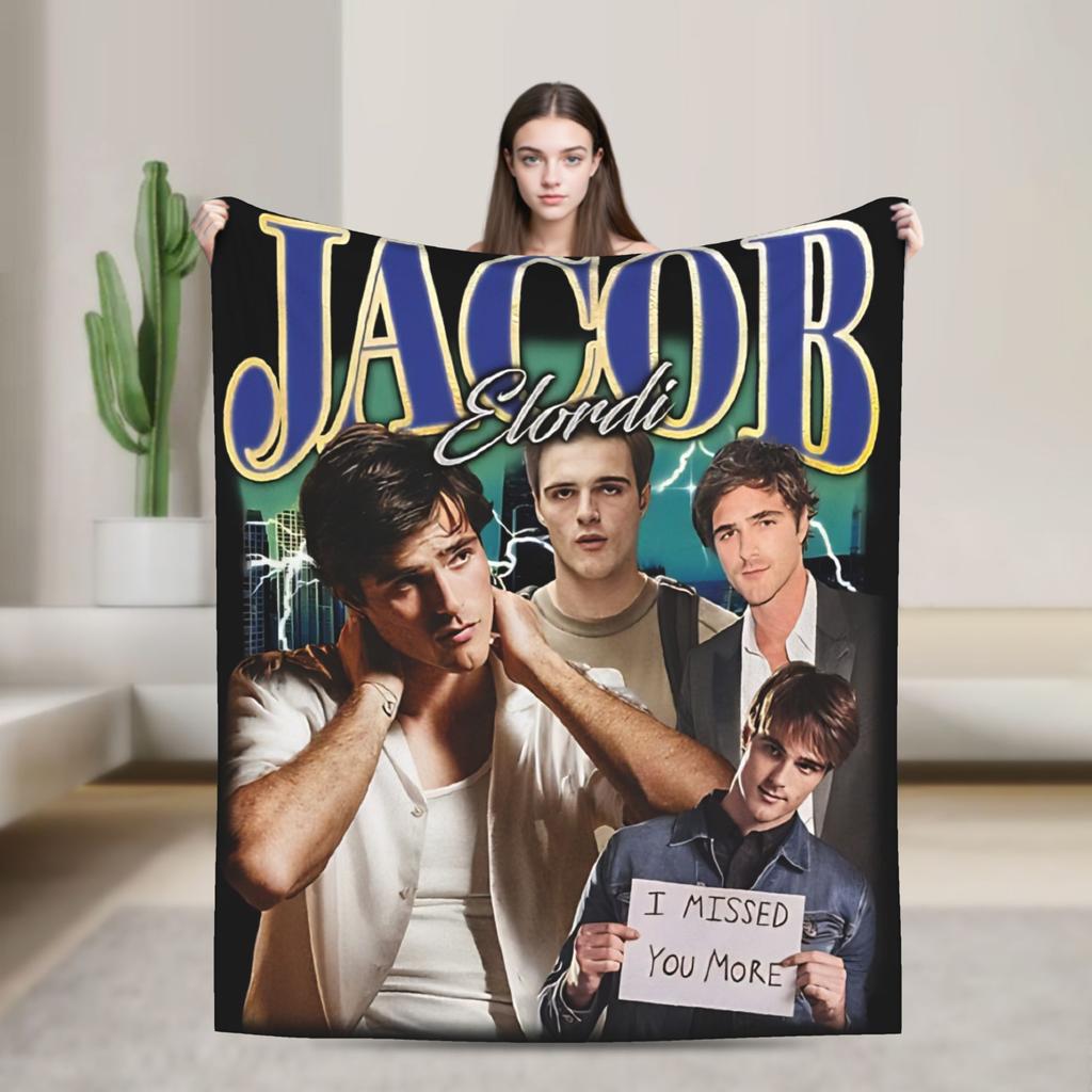 Jacob Elordi Schauspieler Porträt Decke Picknick Flanell Bettwäsche Überwürfe Für Heimdekoration Weich Warm Design Qualität Tagesdecke Geschenkidee