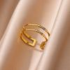 Anello aperto a forma di cuore in acciaio inossidabile color oro per donna, non scolorisce, alla moda, squisito, estetico, gioiello romantico per coppia