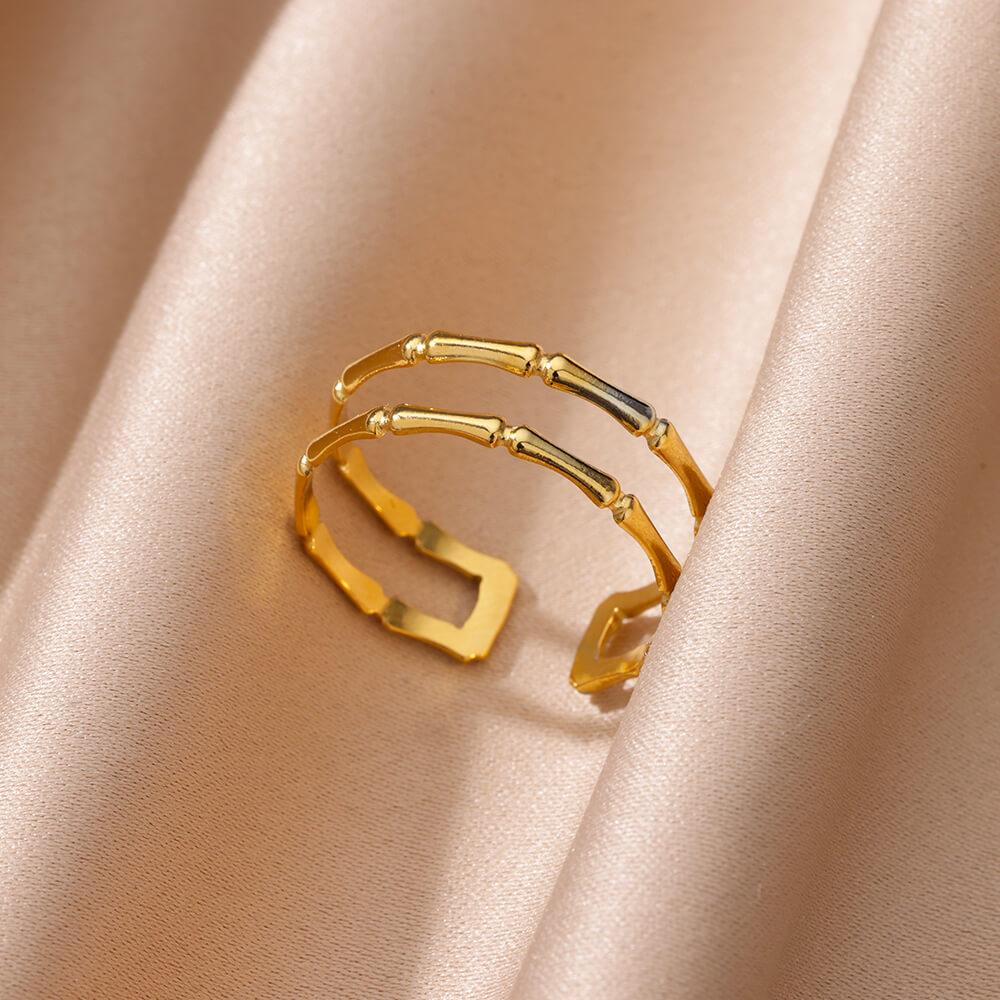 Anello aperto a forma di cuore in acciaio inossidabile color oro per donna, non scolorisce, alla moda, squisito, estetico, gioiello romantico per coppia