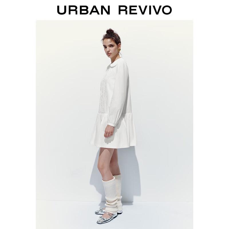 

UR 2025 Autumn Women s Lace Pleated Cotton Dress L