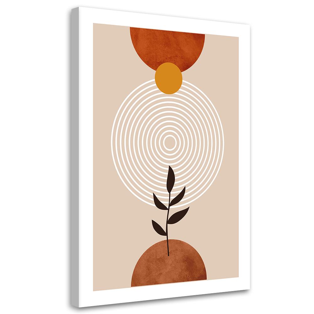 Impressão em tela, círculos e galhos Boho 40x60 bege