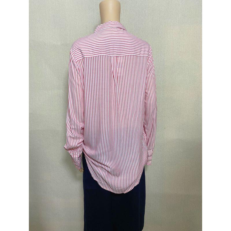 Export Exported To Spain Original Order Leftover Stock Red and White Striped Long Sleeve Shirt Women Can Pull Up Stylish Spring & Fall On Both Sides