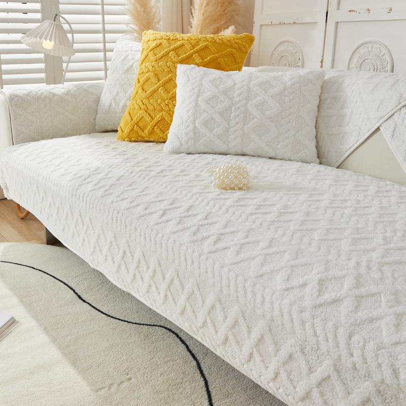 

Утолщенный плюшевый чехол для дивана, простой однотонный чехол для мебели, нескользящие чехлы для диванов, популярное жаккардовое полотенце для дивана, декор для гостиной 70x120cm белый