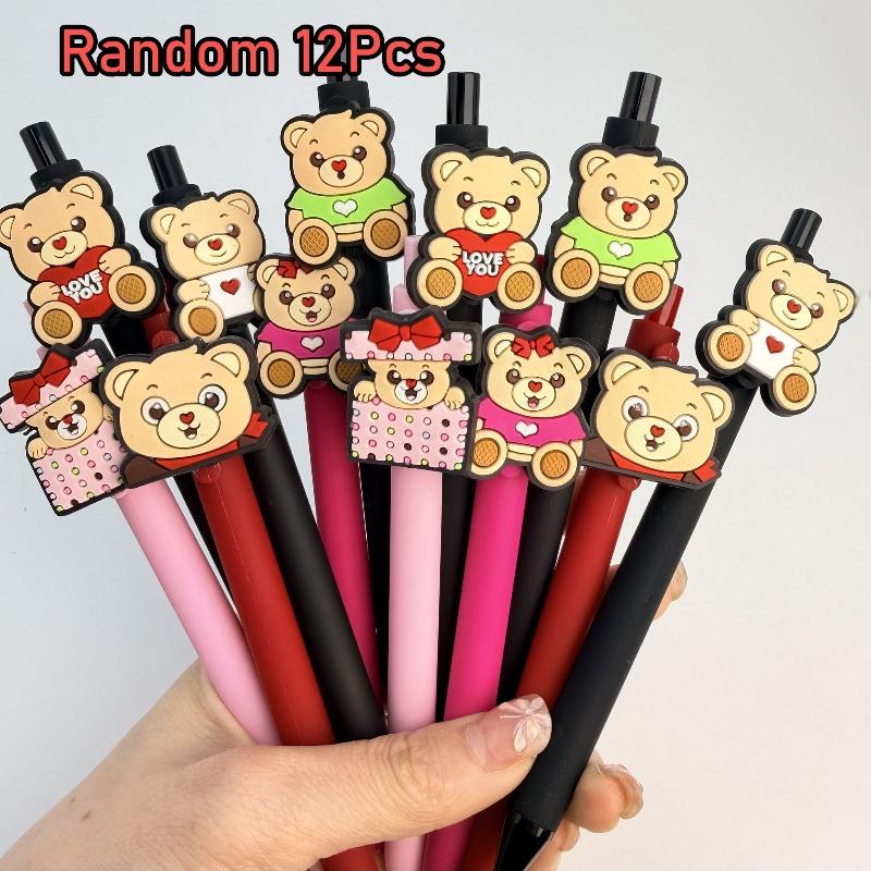 10Pcs Creative Ballpoint Pen, Bear Theme Pattern Patch Pen, learning Office Special Stationery Ballpoint Pen Gift Random style10Pcs