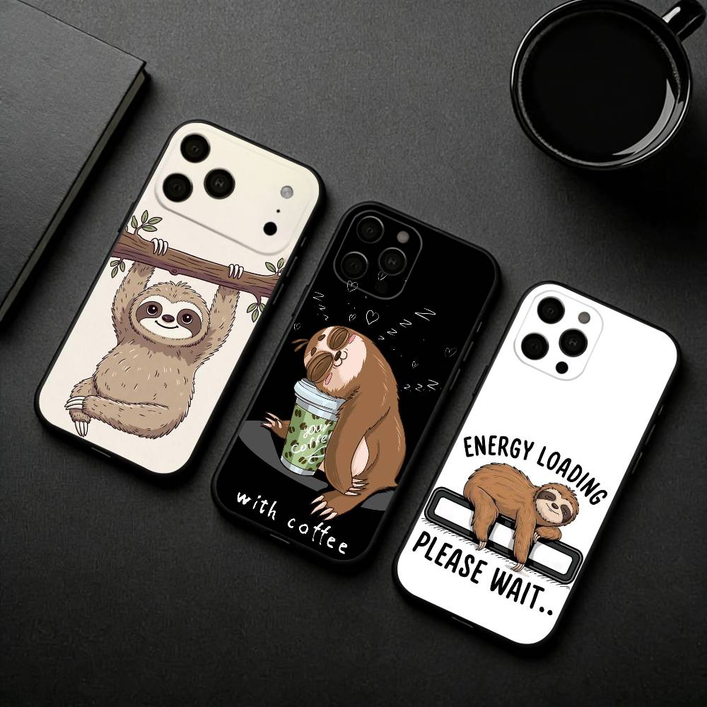 Animal Cute C-Cartoon S-Sloth Phone Case For iPhone 17pro,16,15,14,13,12,11 Plus,Pro Max,XS,Soft Silicone Black Cover