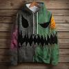 Women's Fashion Long Sleeve Pullover Halloween Print Hooded Pocket Sweatshirt