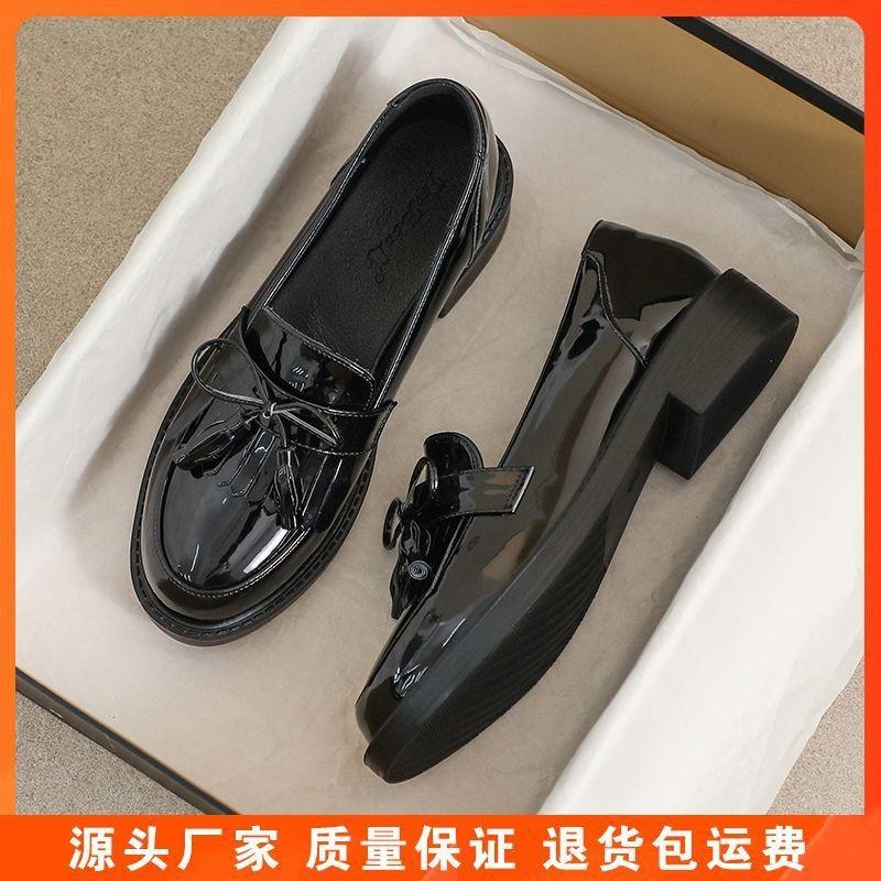 Leather small leather shoes women's new spring flat bottom comfortable black work soft bottom spring and autumn