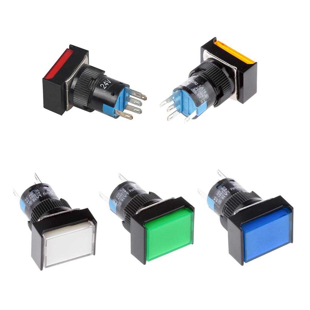 16mm Rectangle Self- Push Button Electric Circuit Switch 250V 3A