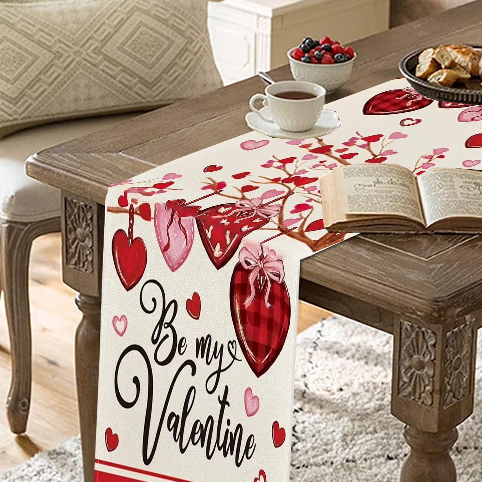 

Valentine s Day Table Runner, Super Soft Tablecloth, Suitable For Catering, Weddings, Kitchens, Parties, Holiday Picnics, And Home Décor. One Size