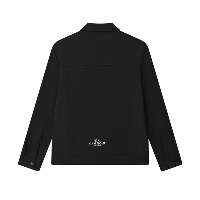 Fila Heritage Series Soft Comfortable Wrinkle-Resistant Simple Versatile Solid Color Long Sleeve Knit Top Men Tops Black F11M528501FBK