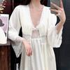 French nightgown women's summer high-end ice silk thin satin women's loungewear pajamas women's live broadcast with chest pads and suspenders