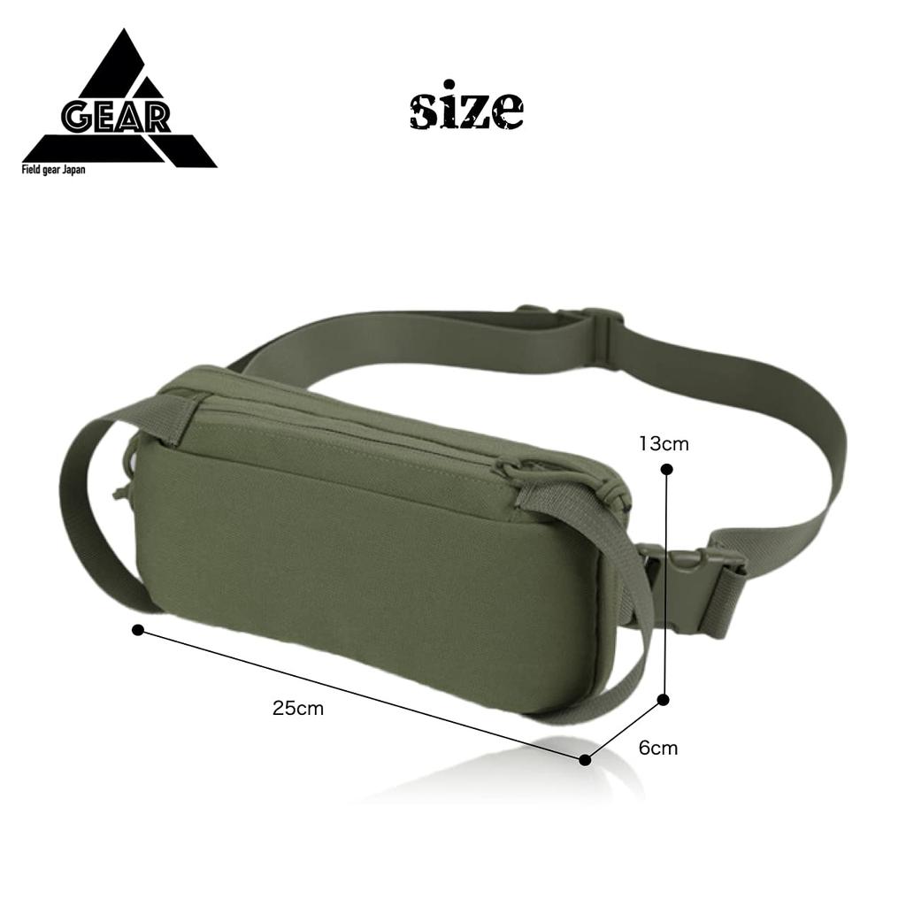 Field gear Japan Micro Body Military and Made of 1000D Nylon Bag, One-Shoulder Bag, Ultra-Lightweight, Water-Repellent Splash-Resistant, (Green)