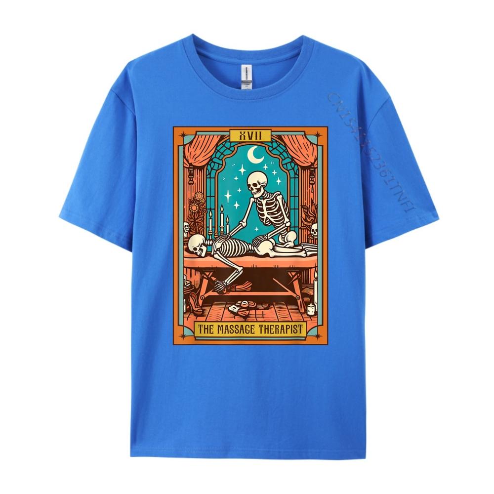 Funny Skeleton Massage Therapy Massage Therapist Tarot Card Graphic T Shirts Men Oversized Valentines Day Gift TShirt