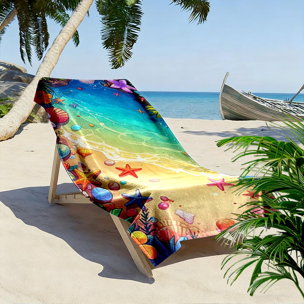 Tropical Beach Shells Design Beach towel quick-drying for travel outdoor sports jogging beach and swimming