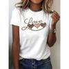 Europäische Größe Leopard Herz Muster T-Shirt | Kurzarm, Rundhalsausschnitt, Lässiges Oberteil für Damen, Trendige Wahl für Frühling und Sommer