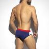 UXH Men's Colorblock Triangle Swim Briefs: Multi-Color, Flag-Inspired Design, Fitted and Sexy Shorts