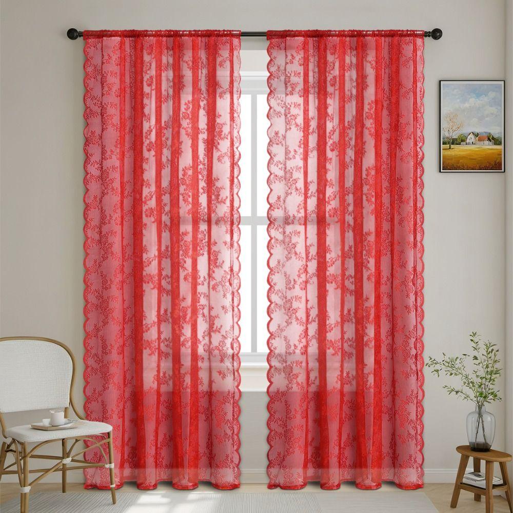 Transparent Window Drapes Gauze Tulle Curtain Window Treatment Lace Sheer Curtain  Bedroom
