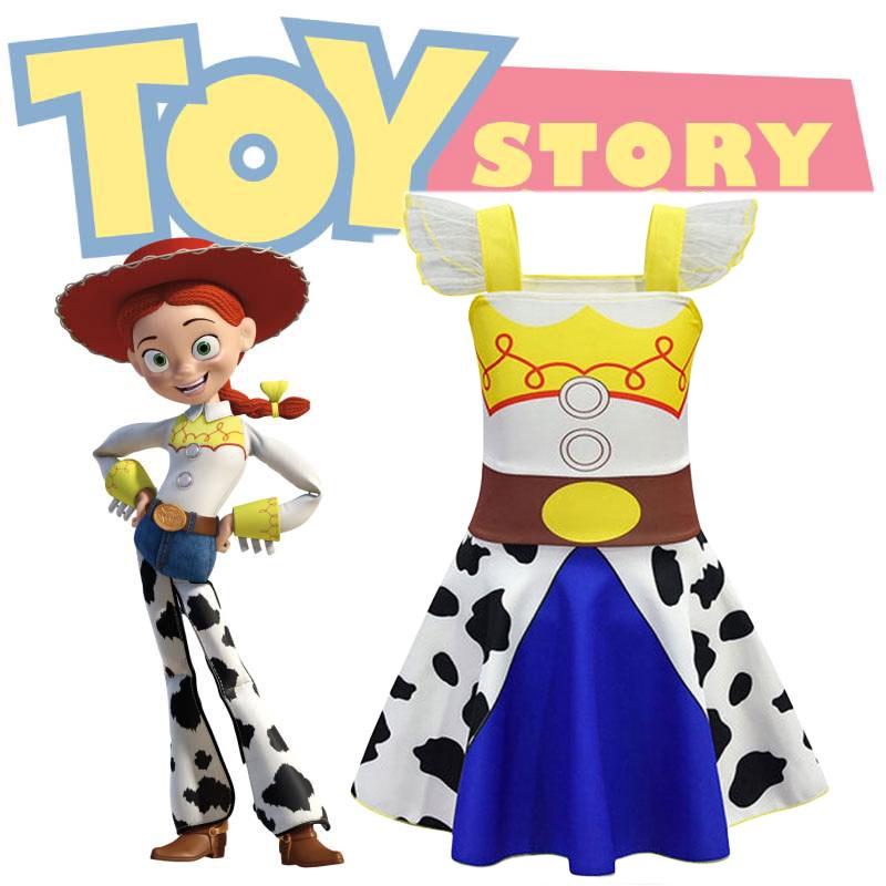 Vestido Infantil Estilo Europeu e Americano Toy Story 4 Vestido Cosplay Tecido de Fibra de Cobre Amônia Seguro Para Meninas