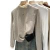 Women's Fleece-Lined Slim Fit Half-High Collar Top - Stylish Autumn/Winter Innerwear