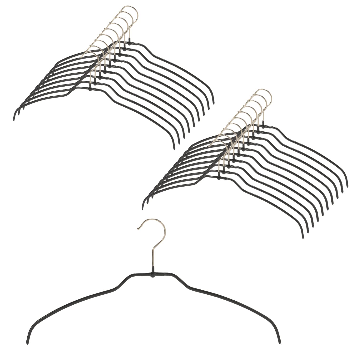 

MAWA Silhouette Light Hangers from Warranty Non-Slip Germany, 42ft, 20-Pack, Black, 10-Year чёрный