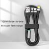 Luminous 100W Three-in-One 6A Fast Charging Cable for Android, Huawei, and Apple Devices