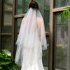 Wedding Bridal Veil with Metal Comb Teeth Wedding Hair Accessories for Brides 2 Tier Tulle 40" with Glitter Beads Edge