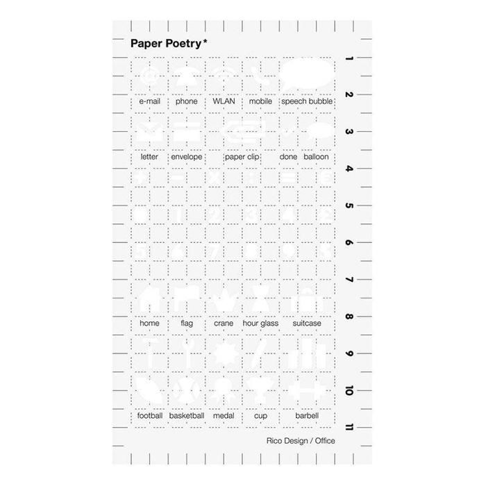 Pochoir à bullet journal icônes bureau 12 x 7 cm