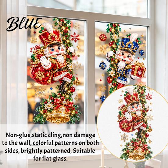 Holiday Glass Decals for Home Decor Christmas Nutcracker Window Clings Decorative Static Stickers Doors Mural Indoor Outdoor and Windows Waterproof