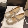 Temperament Silver Single Shoes Women's Autumn Comfortable New Models with Skirts Mary Jane Shoes Versatile Ballet Women's Shoes