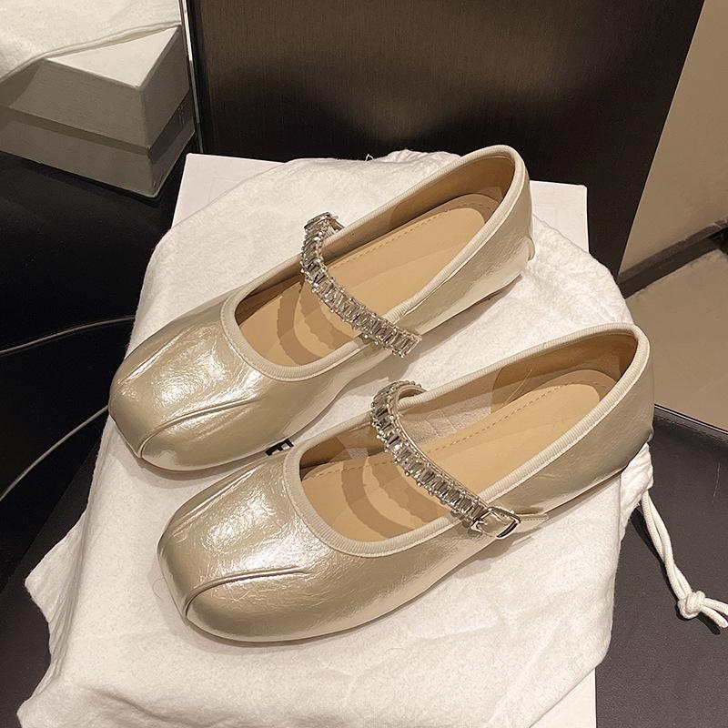 Temperament Silver Single Shoes Women's Autumn Comfortable New Models with Skirts Mary Jane Shoes Versatile Ballet Women's Shoes