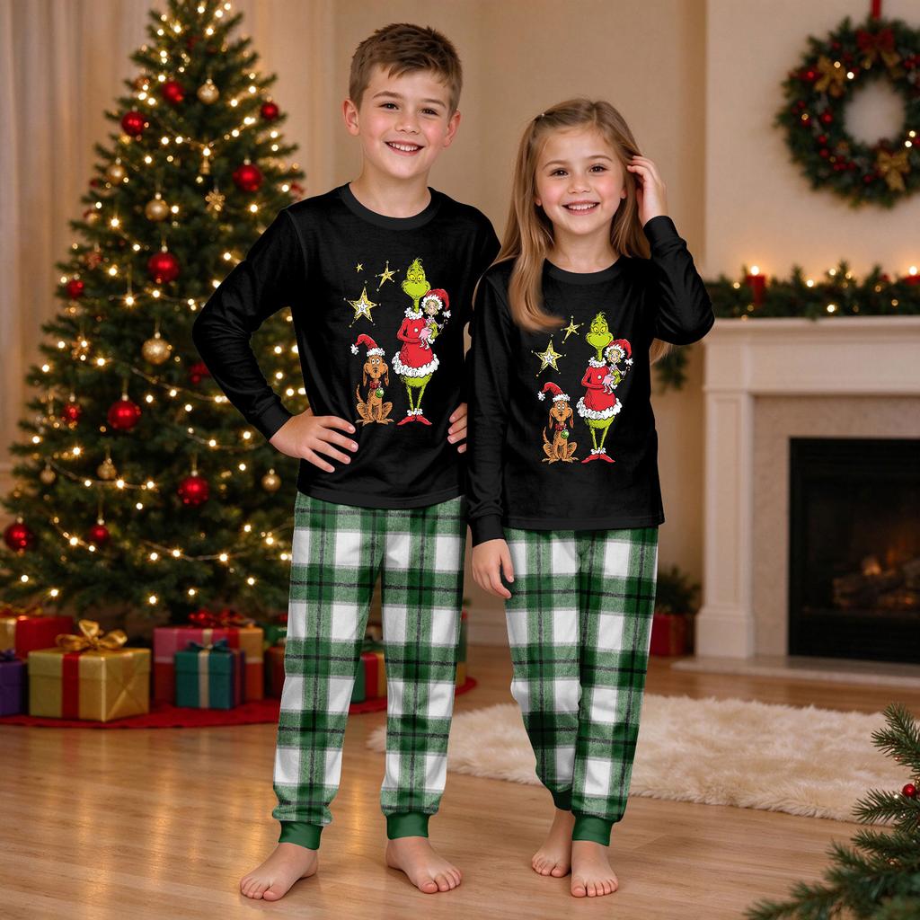 Christmas Print Crewneck Top and Jogger Pants Set Two Piece Holiday Casual Outfit