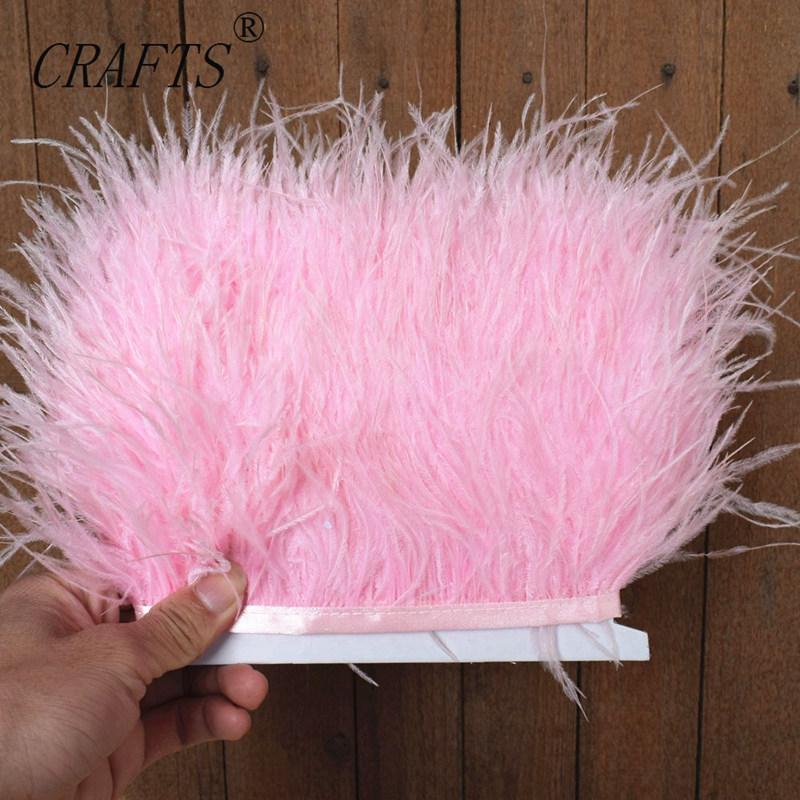 FeatherHigh quality fluffy ostrich feather trimming cloth sideband 5M 10M long DIY clothing accessories decorative accessories 8-11cm