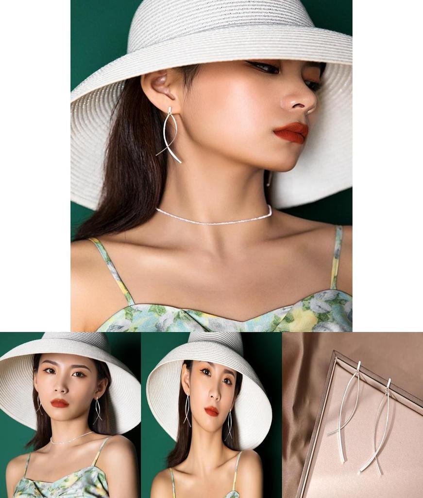 Minimalist Geometric Tassel Earrings Elegant And Unique Cross Fish Tail Design Trendy