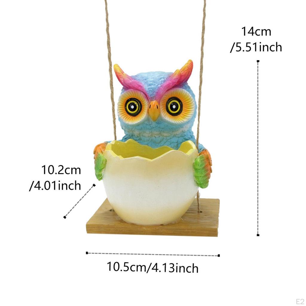 Hanging Flower Pot Decorative Figurine Owl Statue Resin Creative Flowerpot Animal Sculpture for
