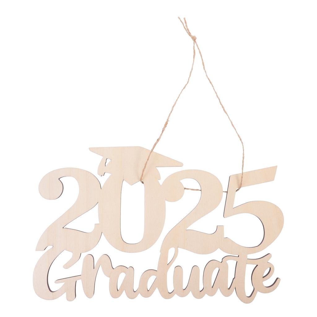 Wooden Graduation Ornament Hanging Sign DIY Blank Cutout for Personalization Grad 2025 Photo Booth Door Wall Decor Party