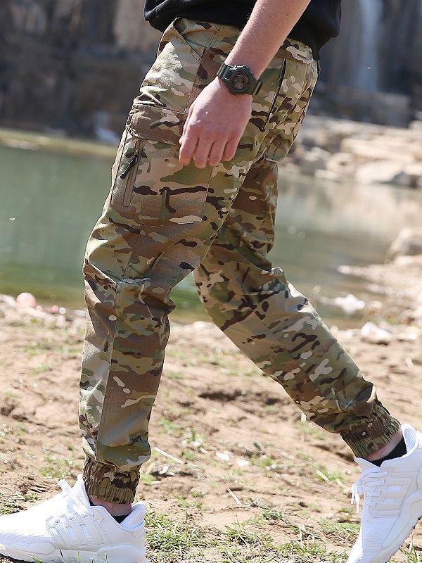 Mingpeng Vodoodpudivé maskáčové skinny cargo joggery - Slim-fit, Odolné proti opotřebení, Trendy devítibodové outdoorové kalhoty