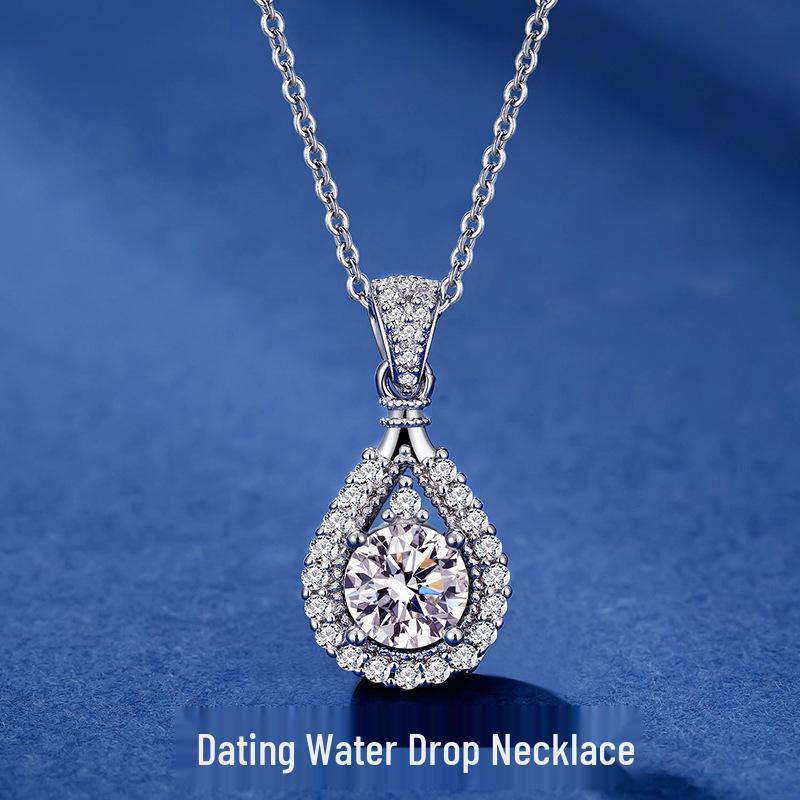 Collana Pendente in Argento Sterling S925 di Alta Gamma con Moissanite - Regalo Lussuoso per Lei