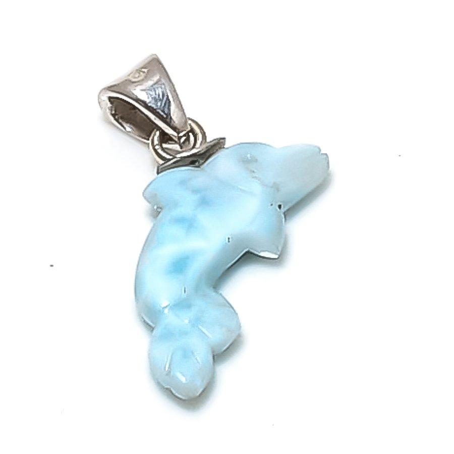 Natural Larimar Gemstone Handmade 925 Sterling Silver Jewelry Pendant 0.71" p7O68