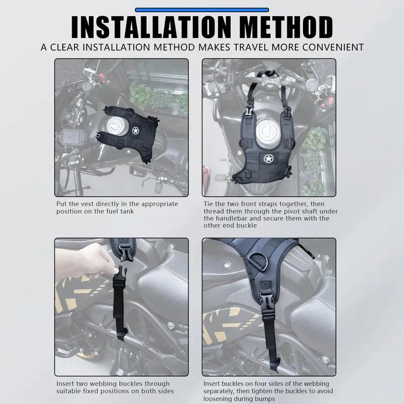 Motorcycle Fuel Tank Bag Base Vest Portable Motorbike Tank Bags Mounting Kit for Universal Off-road Motorcycle Fuel Tank Pack