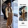 Winter High-End Lammwolle Kapuzenmantel & Retro Meilade Arbeitskleidung Weitbeinige Hose Zweiteiliges Set
