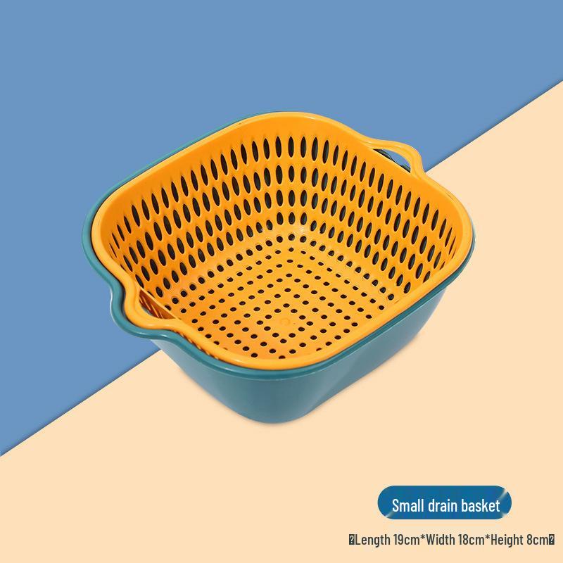 Thickened Six-Piece Double-Layer Drain Basket Set for Kitchen and Produce Washing
